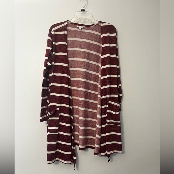 LuLaRoe Sweaters - Striped Burgundy and White Women's Sweater
